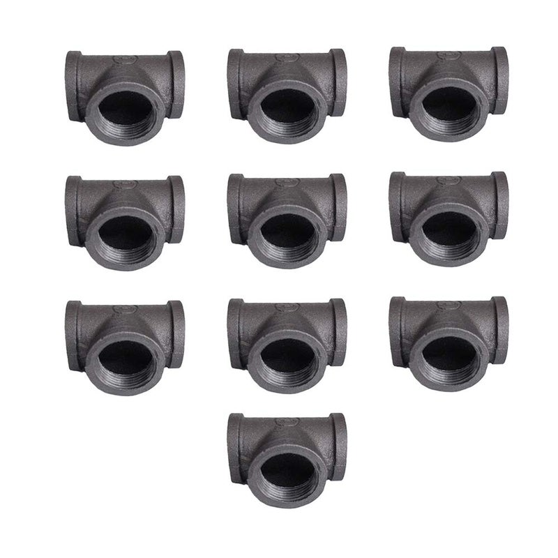 GeilSpace Tee, Malleable Iron Pipe Fittings - Vintage DIY Industrial Shelving, Industrial Decor, Furniture DIY (3/4"", Grey) - Image 1